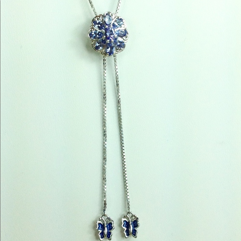 Genuine Tanzanite Lariat Necklace 18-20" - Picture 5 of 8